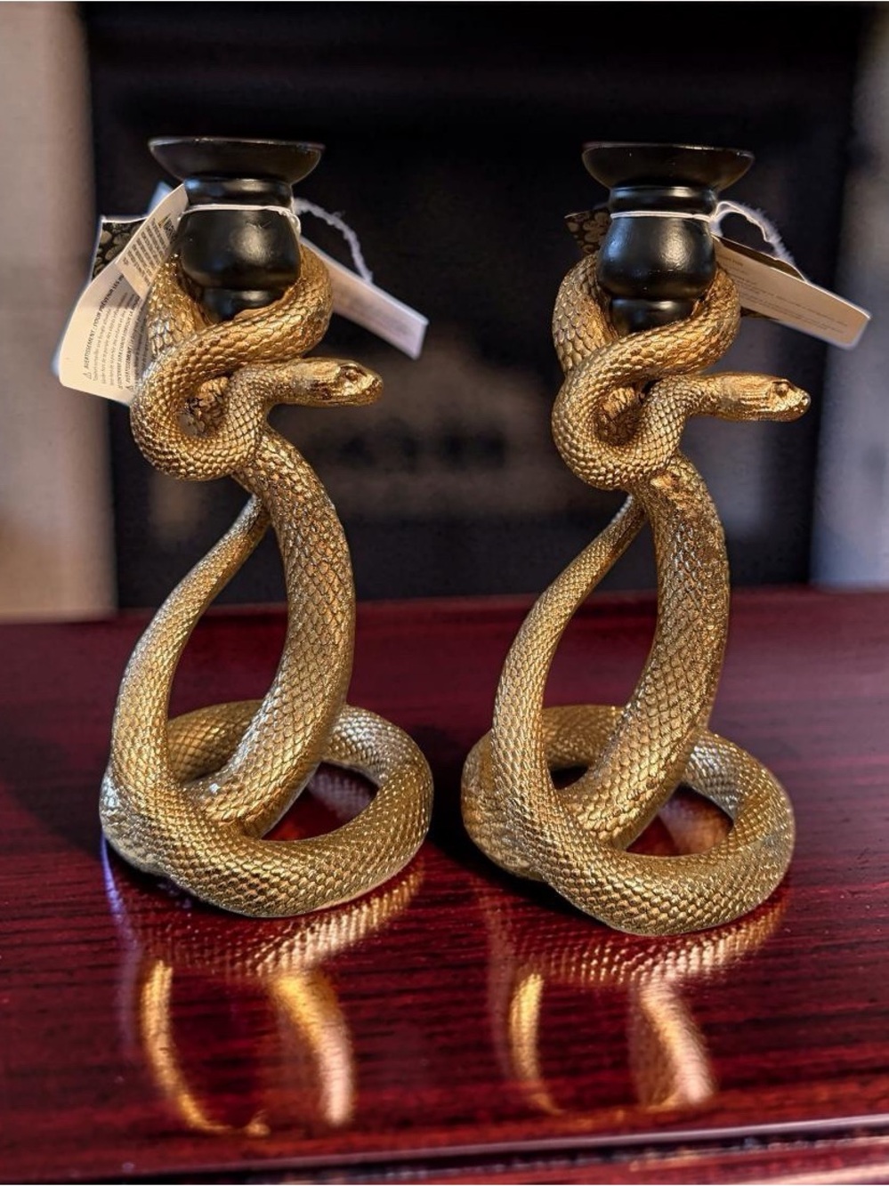 Christian Siriano NWT Halloween Gothic Gold Snake Candle Holders - Qty of 2 - Picture 8 of 8